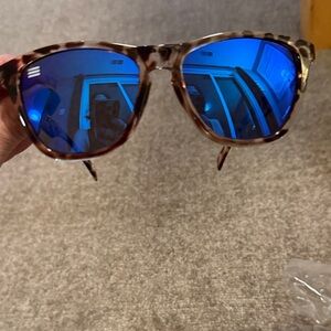 Tortoise Shell Sunglasses with Blue Lenses